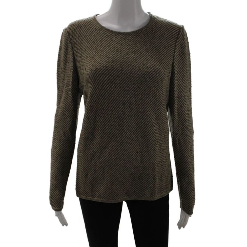 Valentino Boutique Unisex Brown Herringbone Wool Blend Pullover Sweater Size L